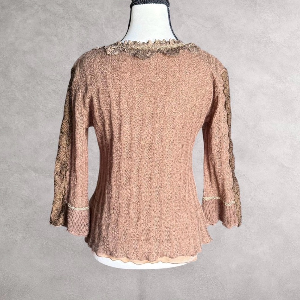 Pretty Angel Brown and Tan Lace Embellished‎ Blouse - Picture 3 of 9